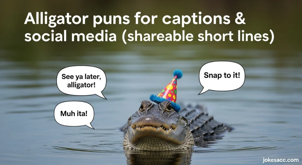 Alligator puns for captions & social media (shareable short lines)