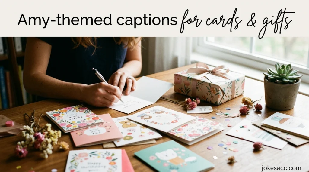 Amy-themed captions for cards & gifts