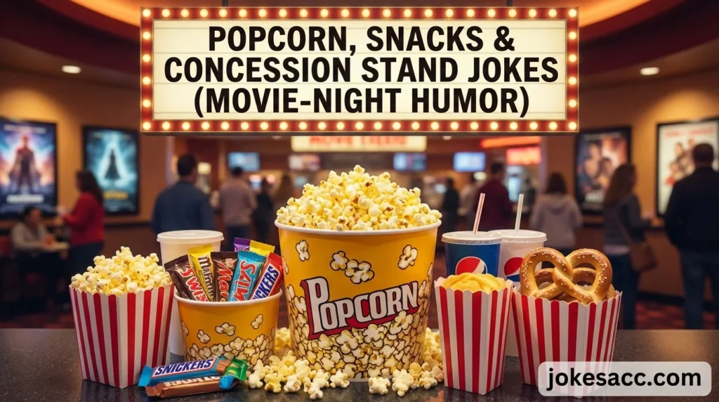 Popcorn, Snacks & Concession Stand Jokes (movie-night humor)