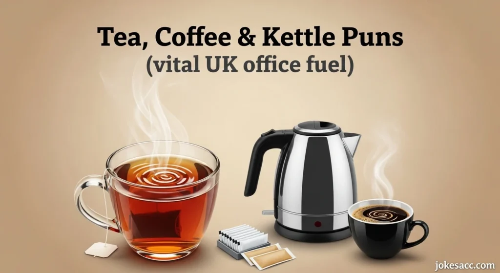Tea, Coffee & Kettle Puns (vital UK office fuel)