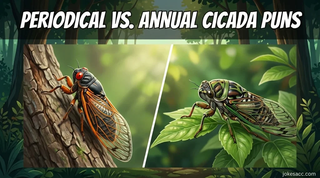 Periodical vs. Annual Cicada Puns